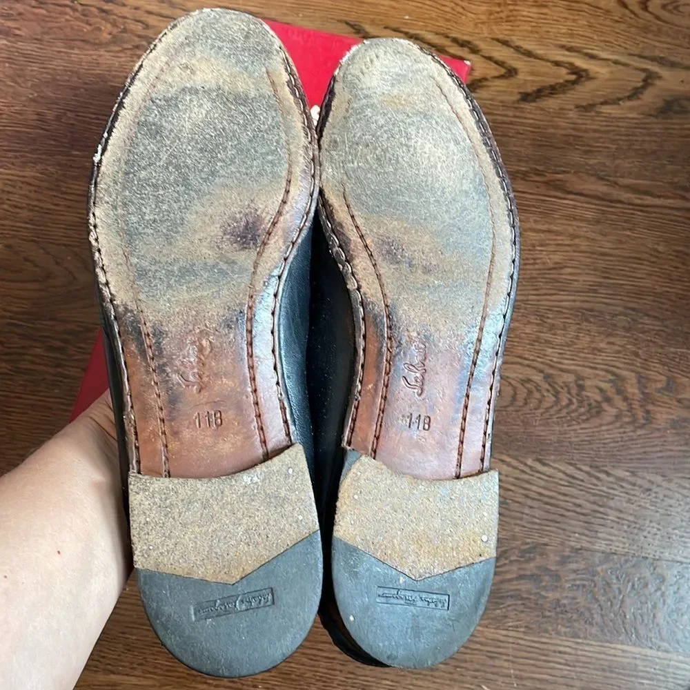 Vtg Salvatore Ferragamo‎ “Persus” black Nappa calf slip on loafers with tassels